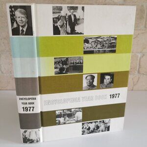 1977 Year Book Encyclopedia Vintage Birthday Gift Annual Recap Grolier Gen X